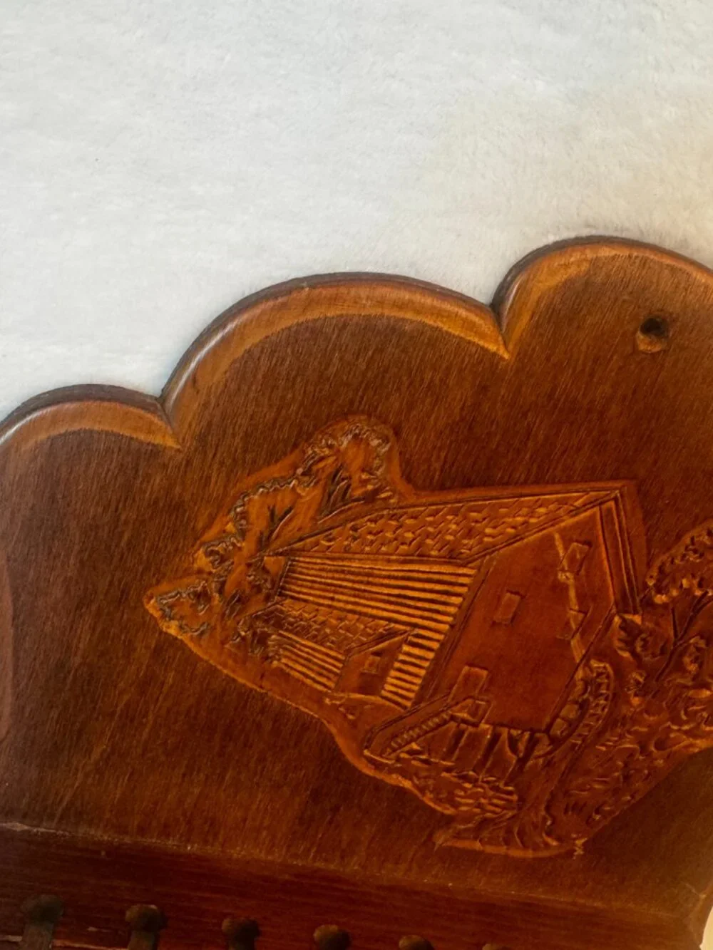 1960s Wood Souvenir Spoon Rack Grist Mill Motif Wall Mount Holds 16 Spoons Vtg